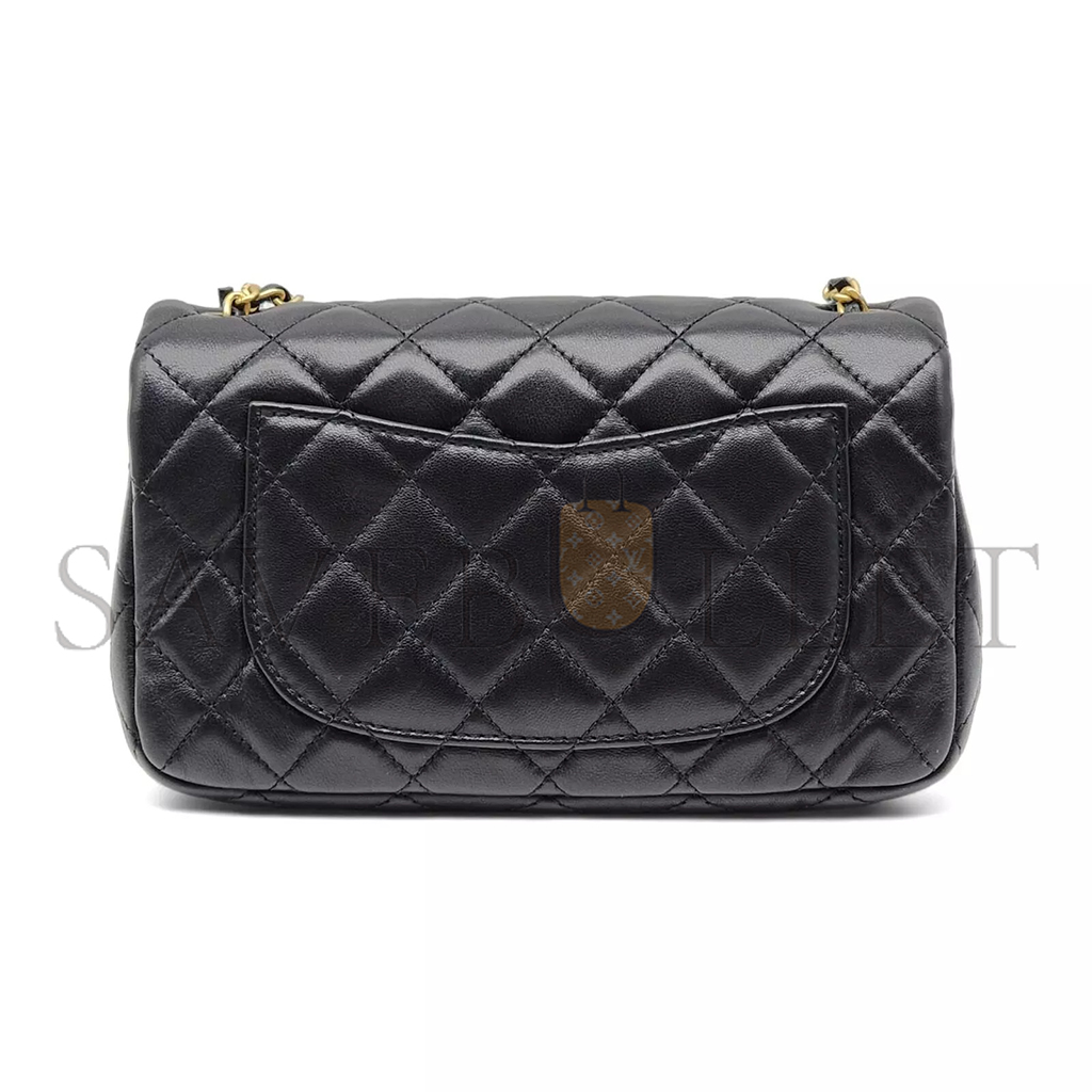 Ch*el master gold ball chain flap bag large mini black (20*13*7cm)